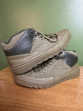 Men's High-Top Sneaker in Olive with Black Heel Panels converse all stars